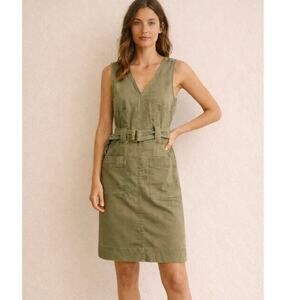 Anthropologie Maeve Oona Olive Green Utility Dress Petite 0